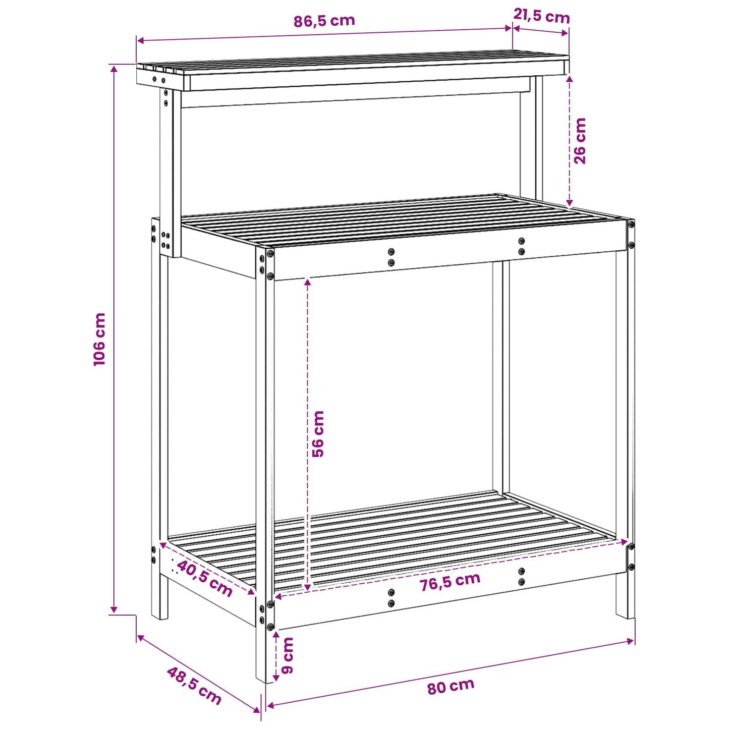 Outdoor Potting Bench 86.5 x 48.5 x 106 cm Solid Acacia Wood