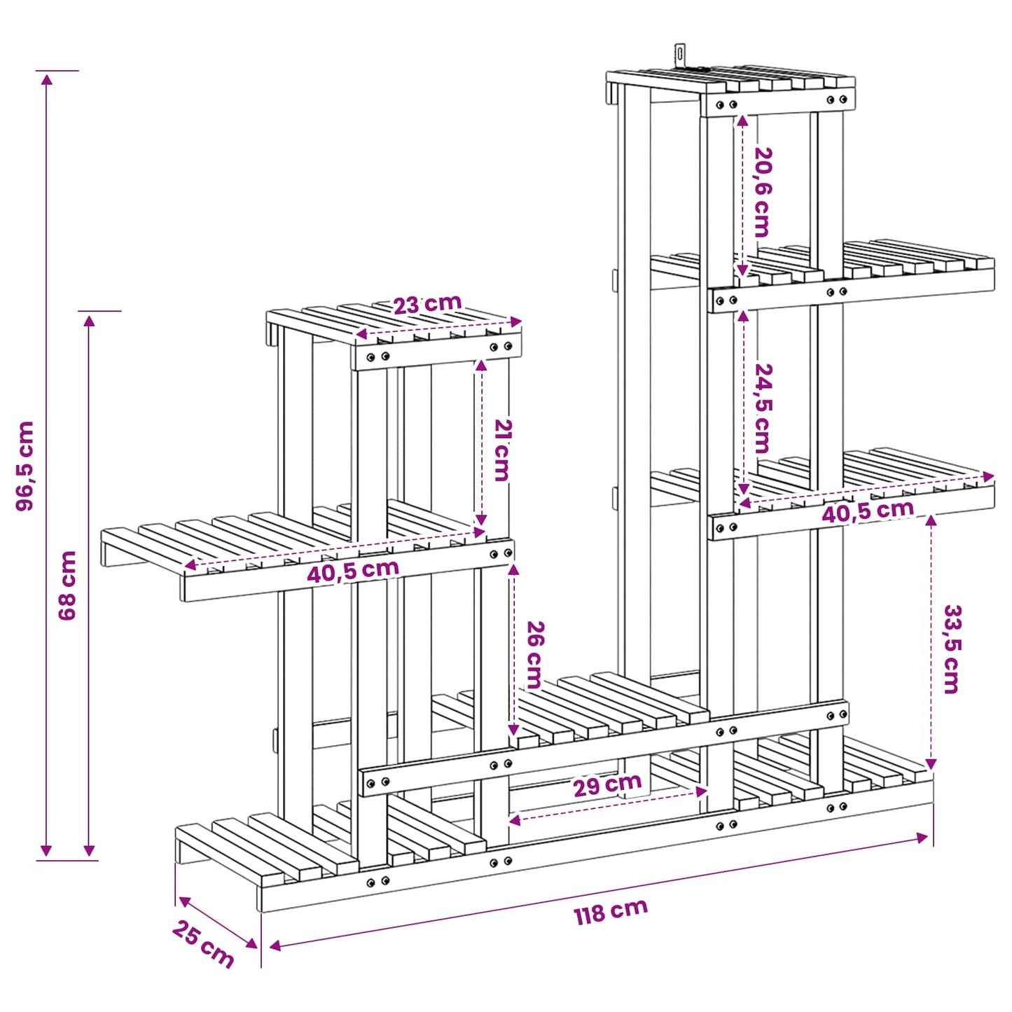 Plant Stand Natural 118 x 25 x 96.5 cm Solid Acacia Wood