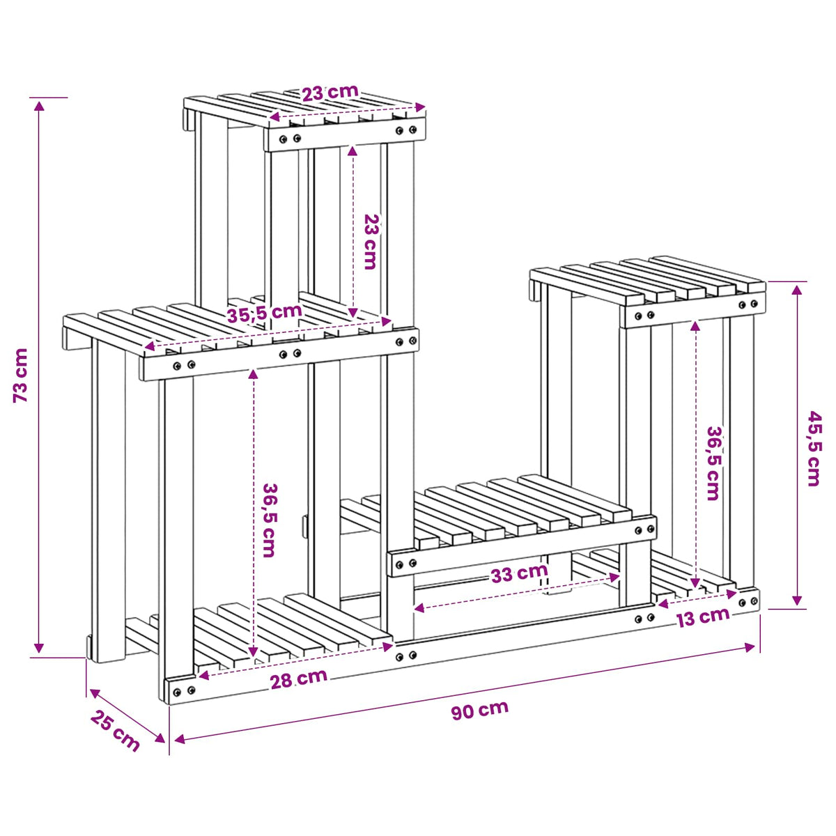 Plant Stand Natural 90 x 25 x 73 cm Solid Acacia Wood
