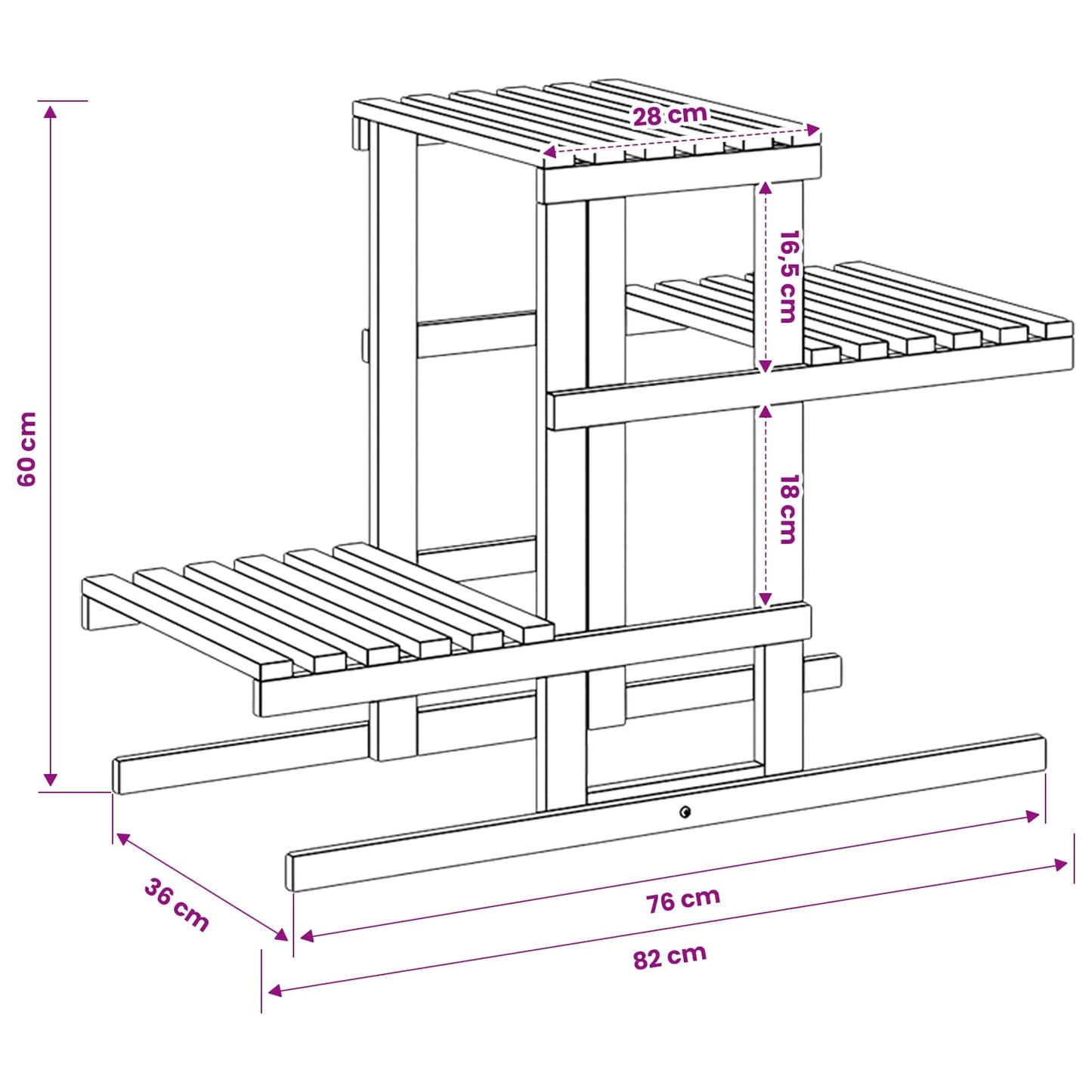 Plant Stand Natural 82 x 36 x 60 cm Solid Acacia Wood