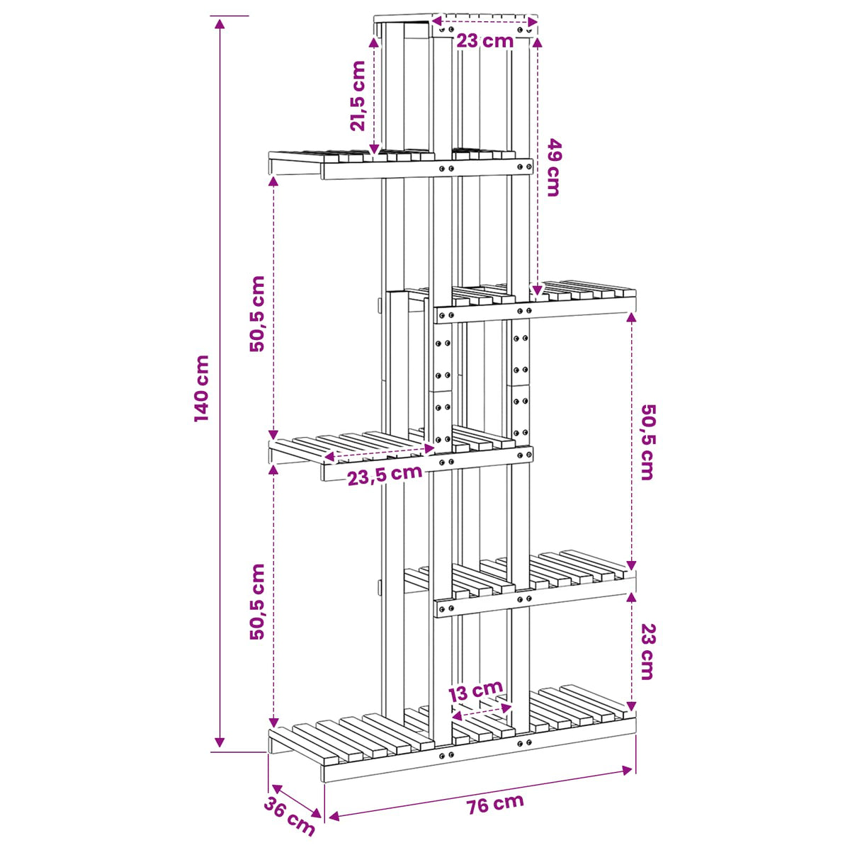 Plant Stand White 68 x 23.5 x 140 cm Solid Acacia Wood