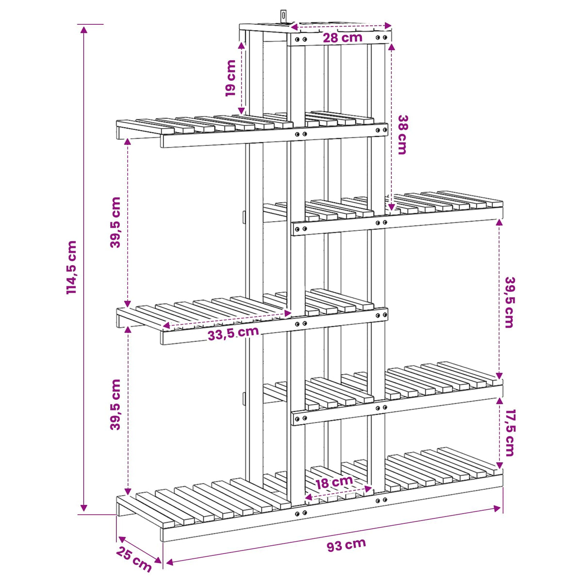 Plant Stand Natural 93 x 25 x 114.5 cm Solid Acacia Wood