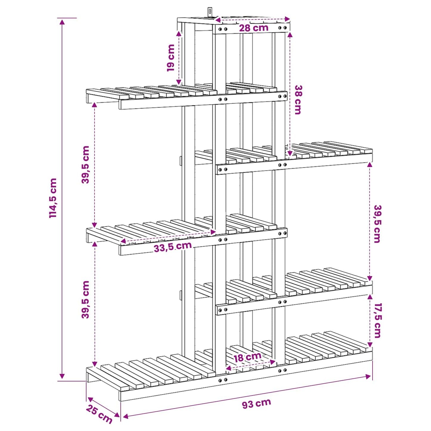Plant Stand White 93 x 25 x 114.5 cm Solid Acacia Wood