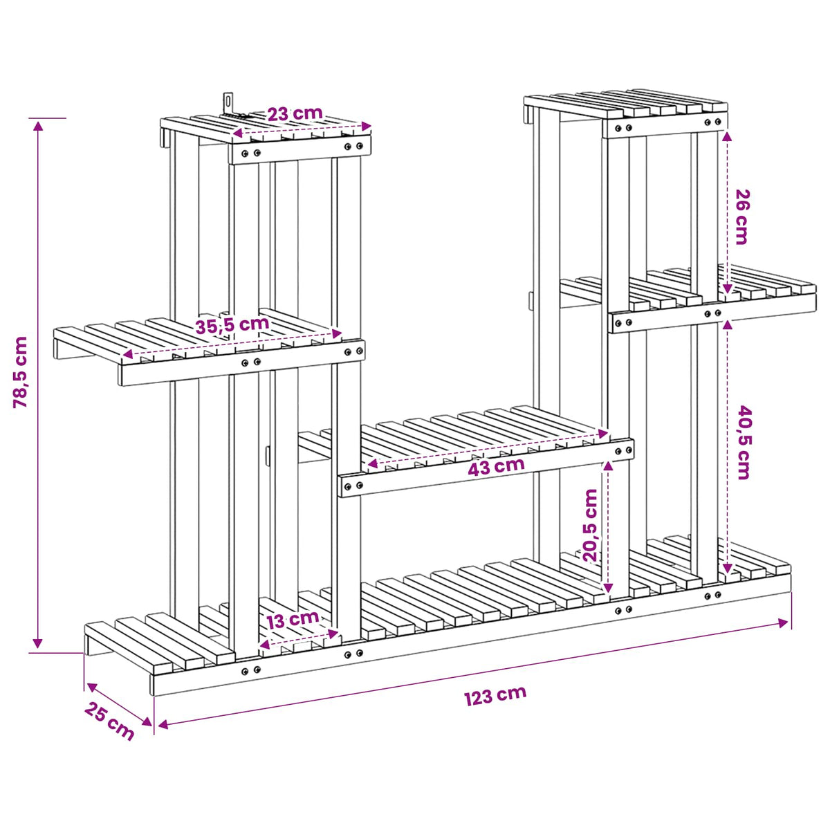 Plant Stand White 123 x 25 x 78.5 cm Solid Acacia Wood