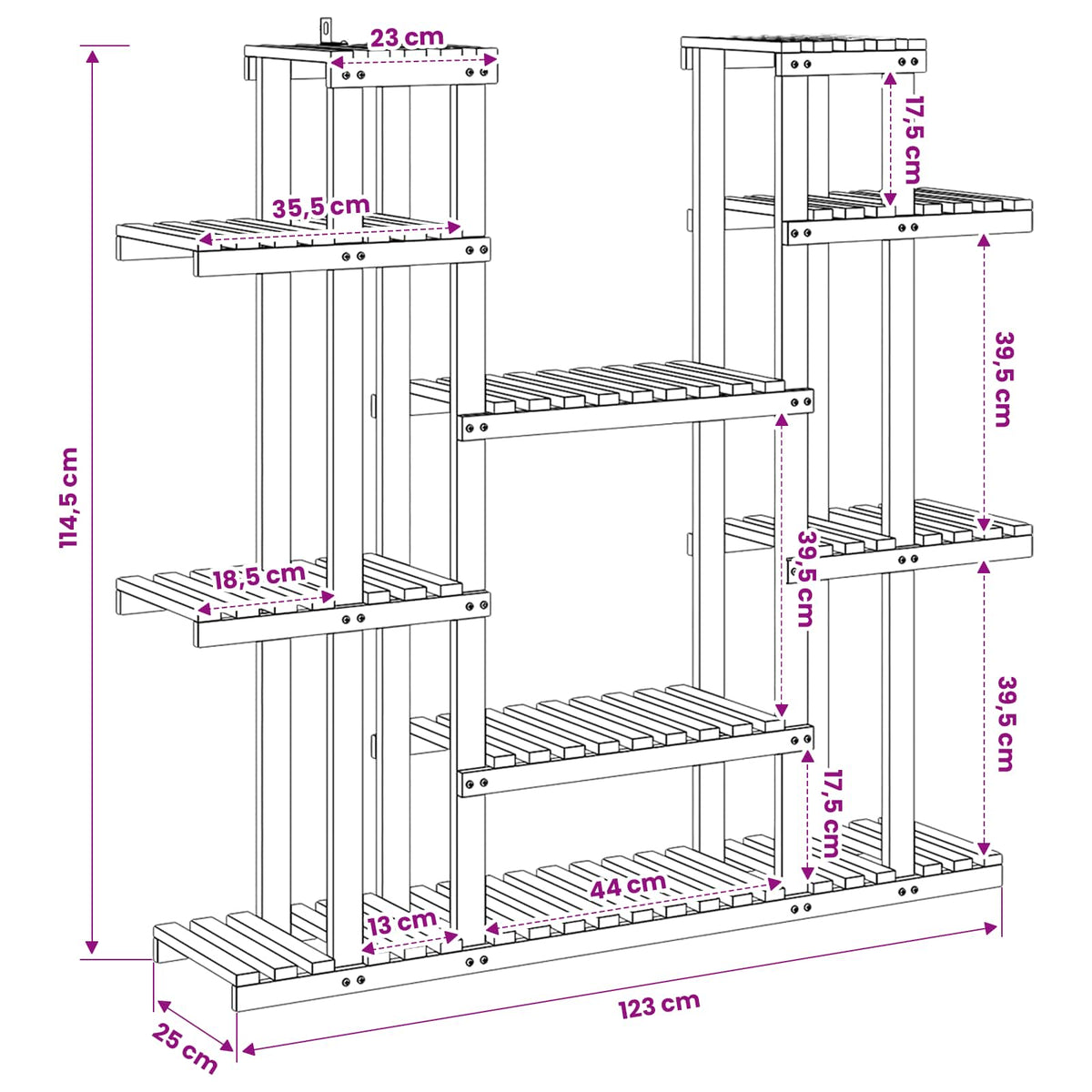 Plant Stand Natural 123 x 25 x 114.5 cm Solid Acacia Wood
