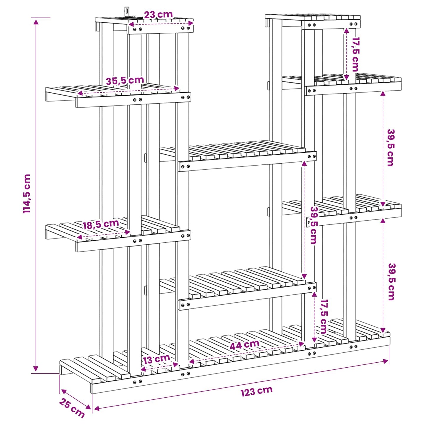 Plant Stand White 123 x 25 x 114.5 cm Solid Acacia Wood