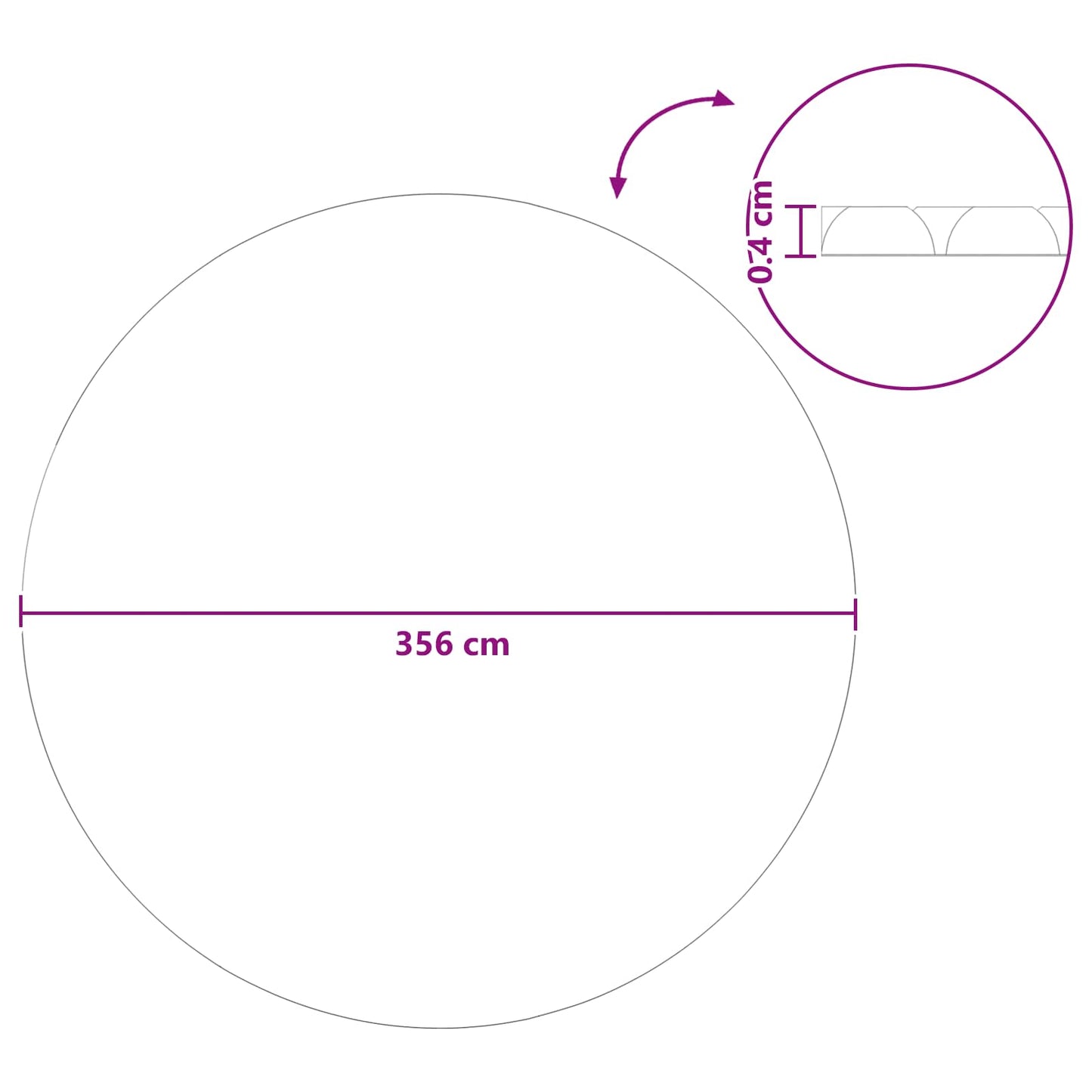 Solar Pool Cover Heavy Quality Ø 356 cm 200 μm Round PE Black