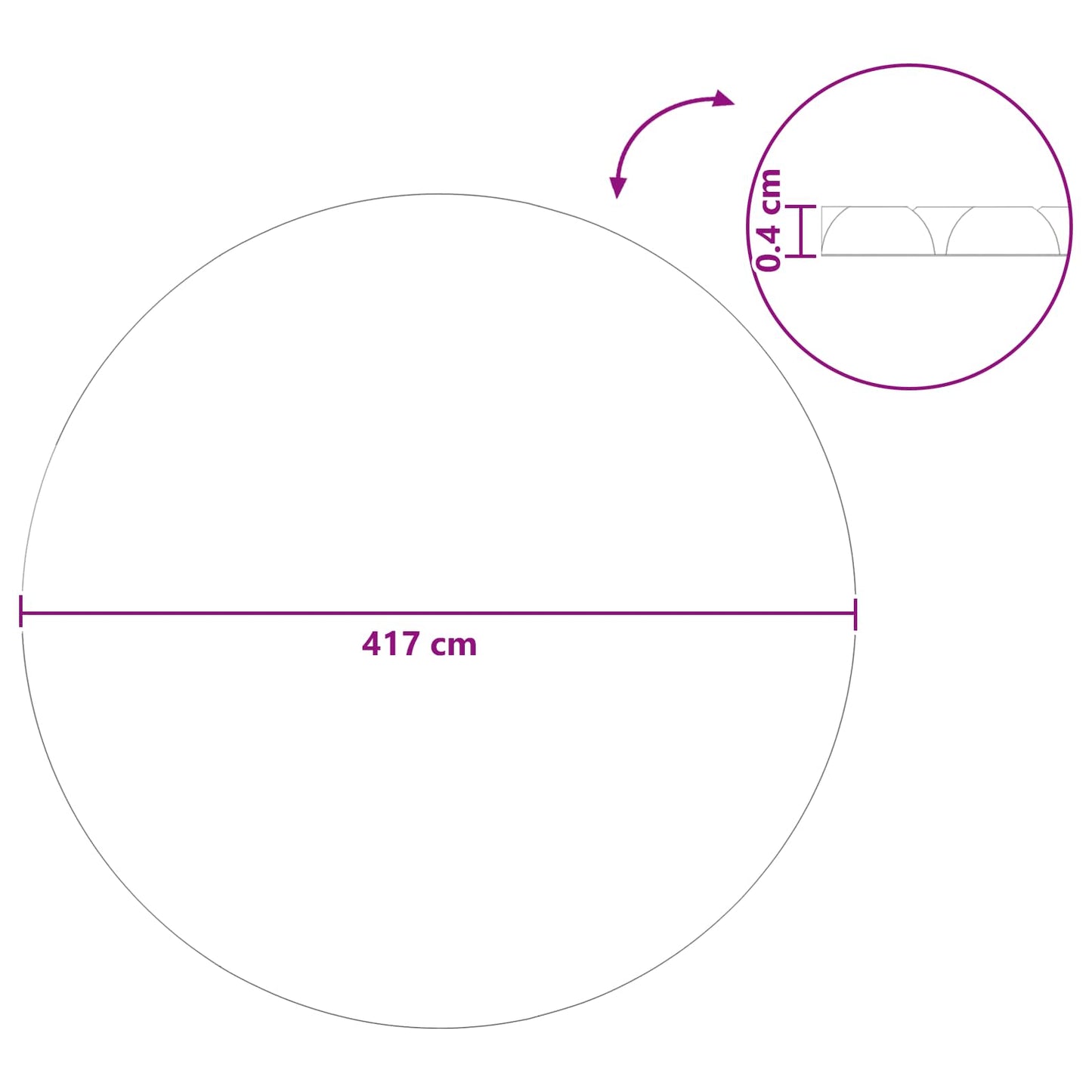Solar Pool Cover Heavy Quality Ø 417 cm 200 μm Round PE Black