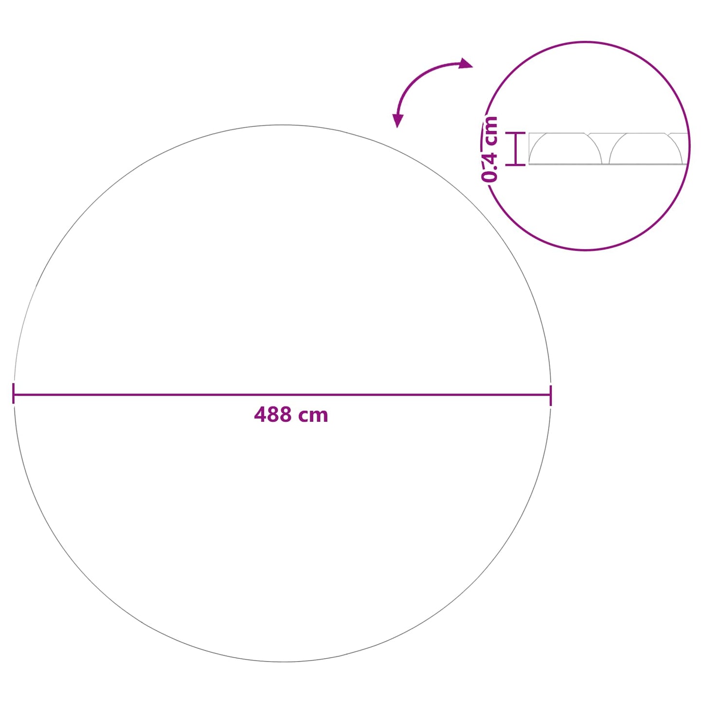 Solar Pool Cover Heavy Quality Ø 488 cm 200 μm Round PE Black