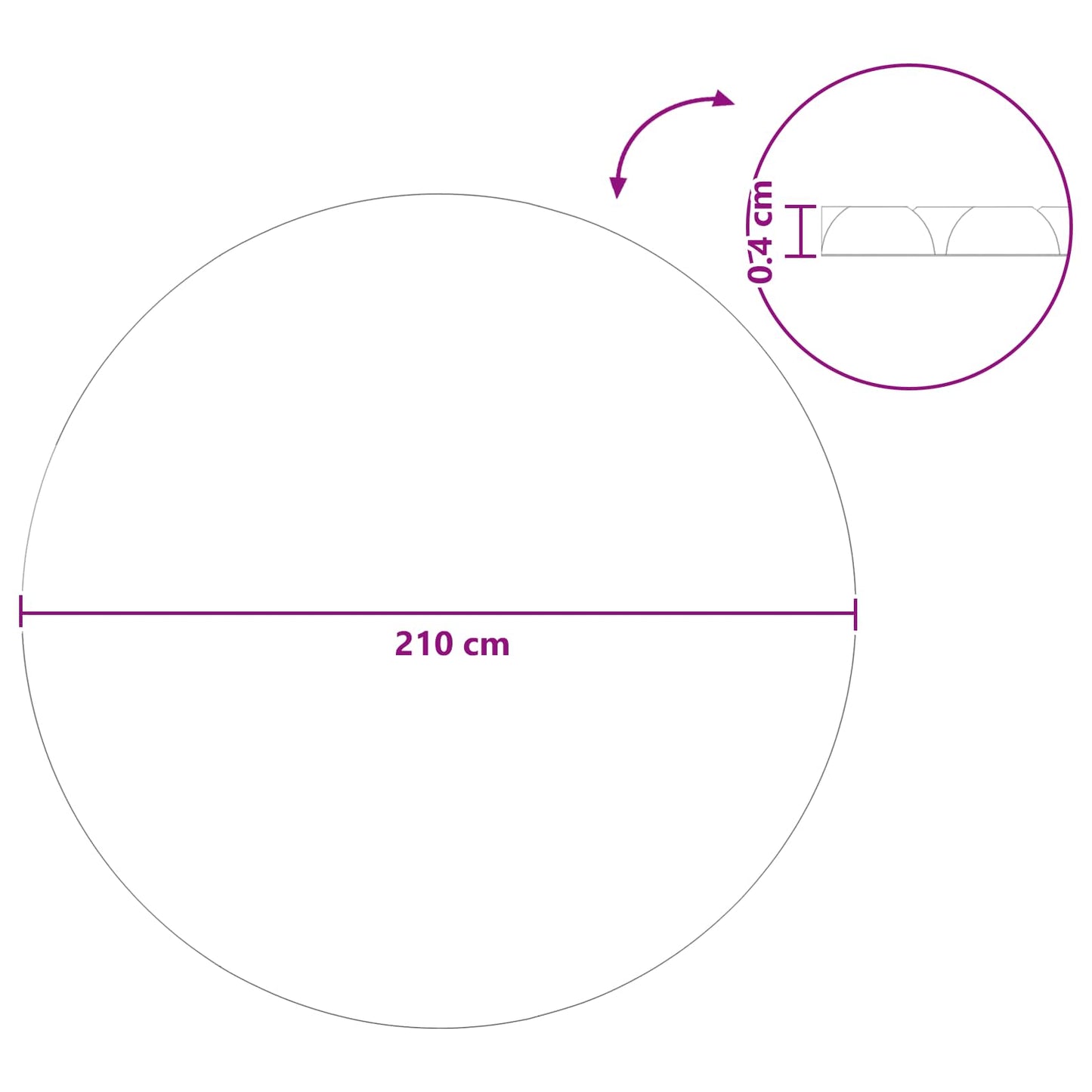 Solar Pool Cover Extra Heavy Ø 210 cm 400 μm Round PE Black