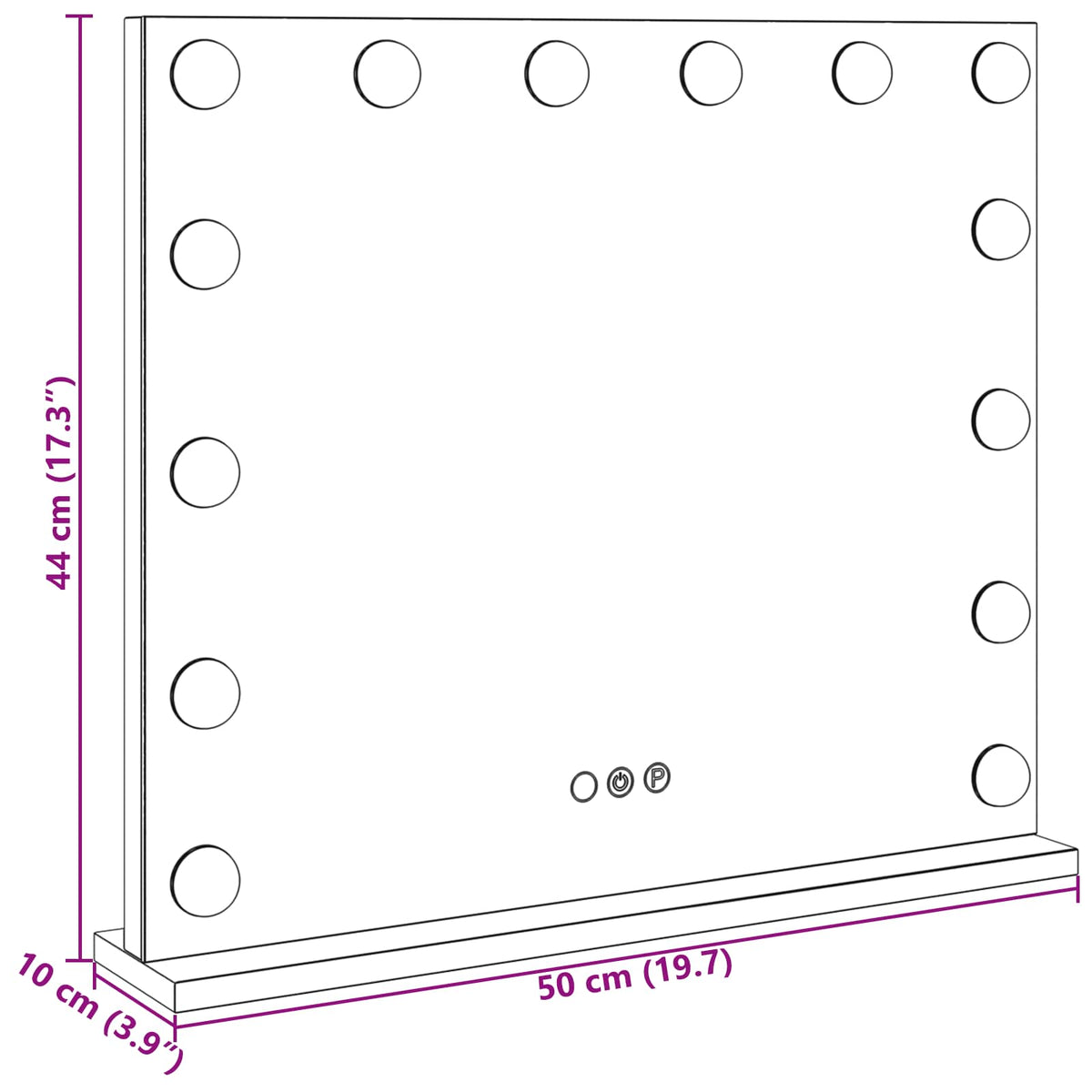 LED Vanity Mirror White 50 x 10 x 44 cm Glass and Steel