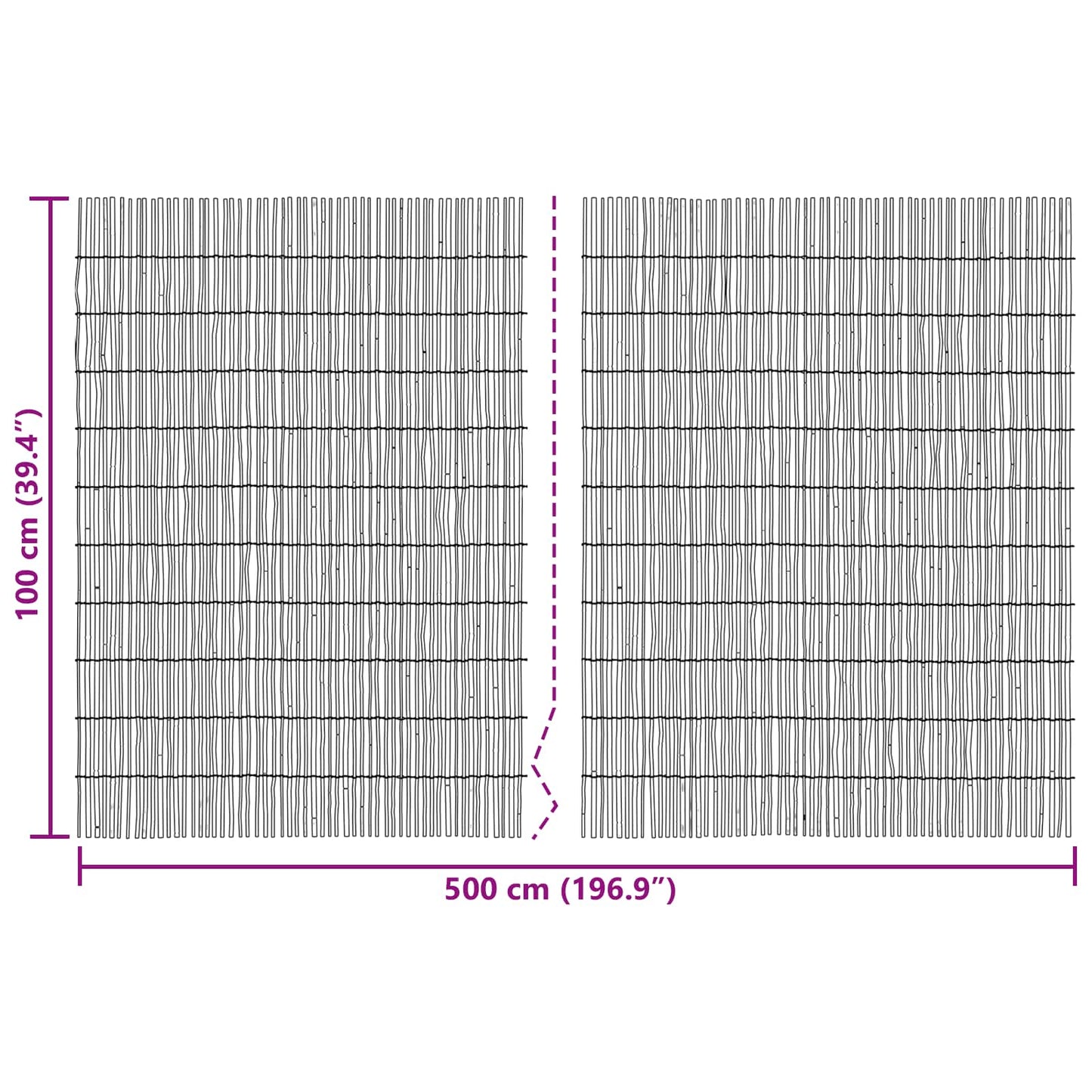 Garden Fence Carbonized 500 x 100 cm Reed