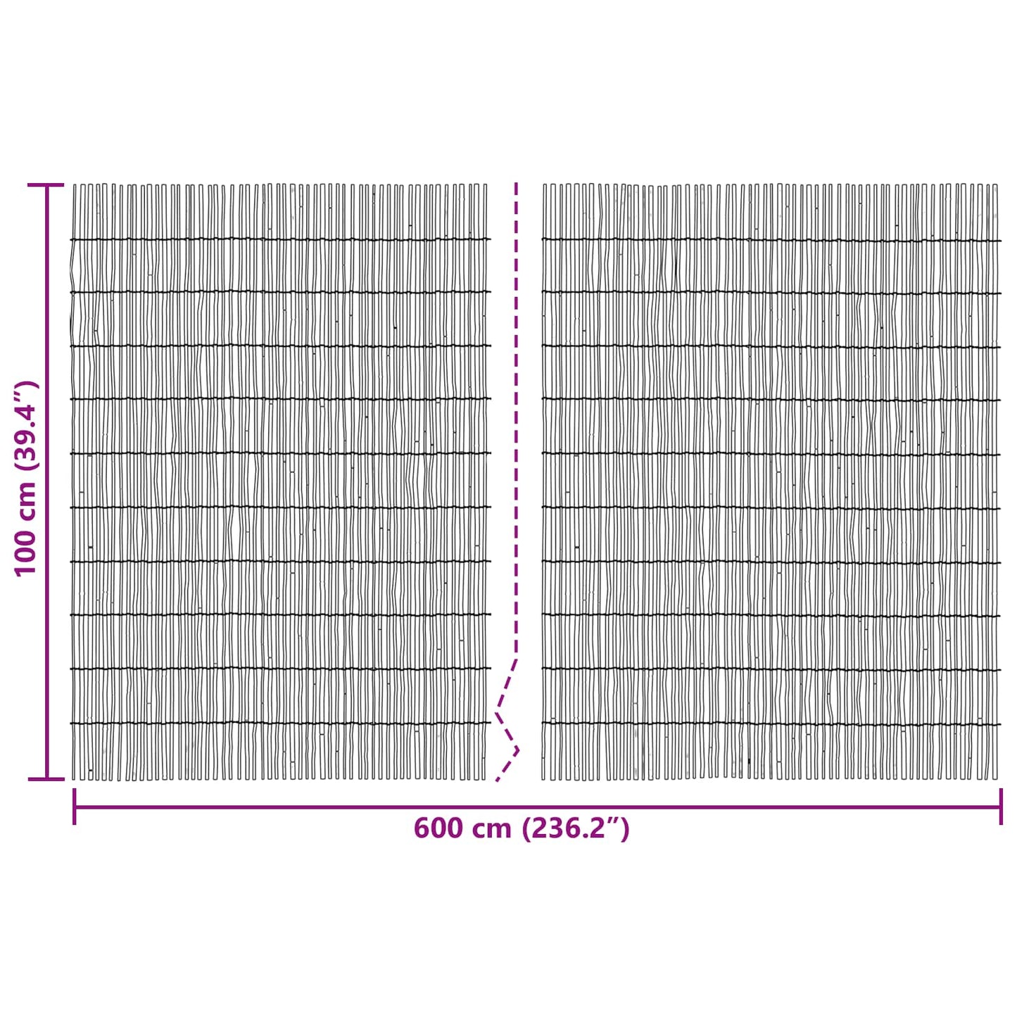Garden Fence Carbonized 600 x 100 cm Reed