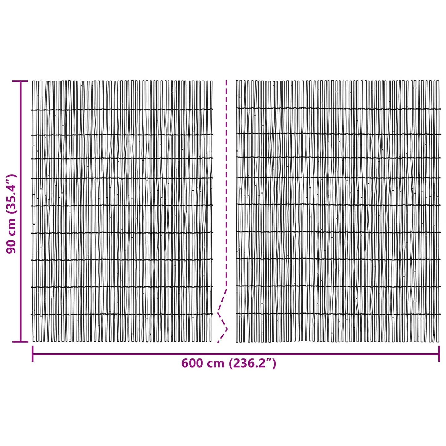 Garden Fence Carbonized 600 x 90 cm Reed