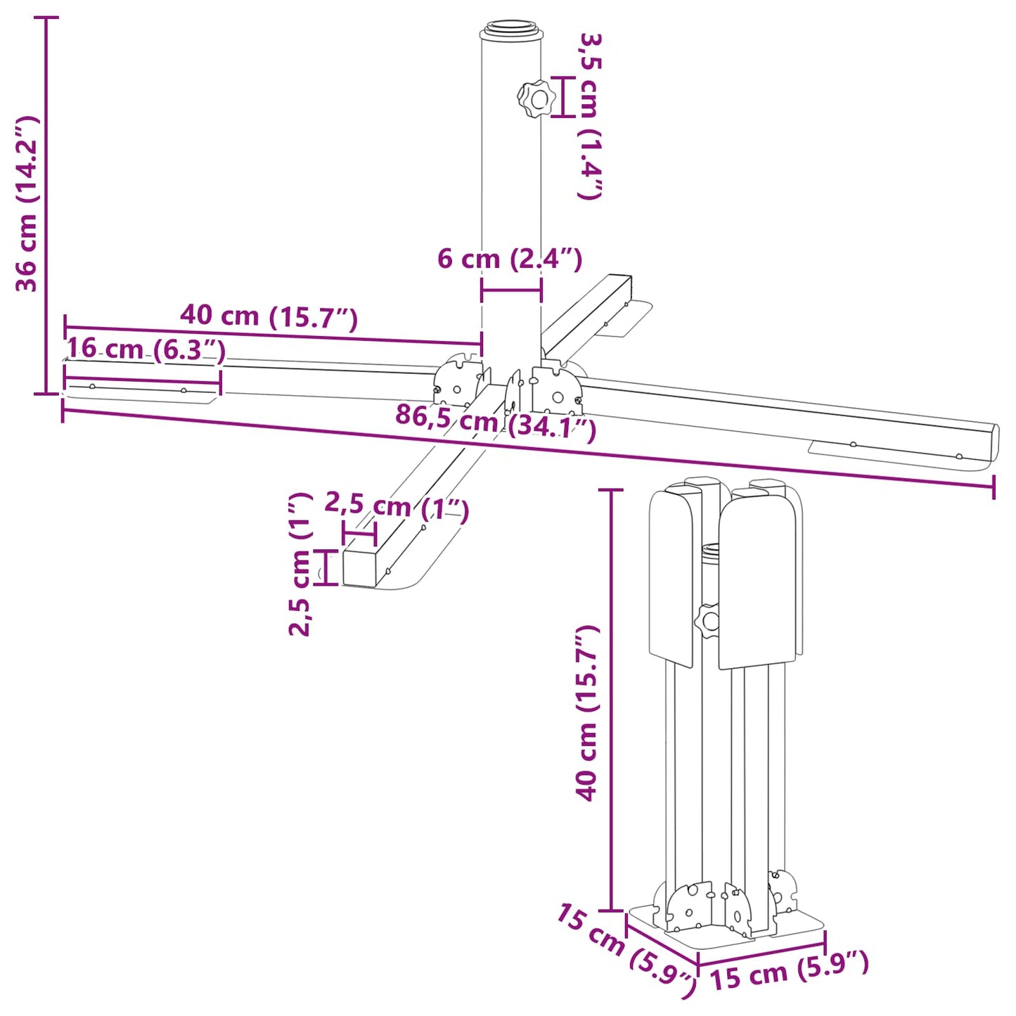 Parasol Stand White Steel