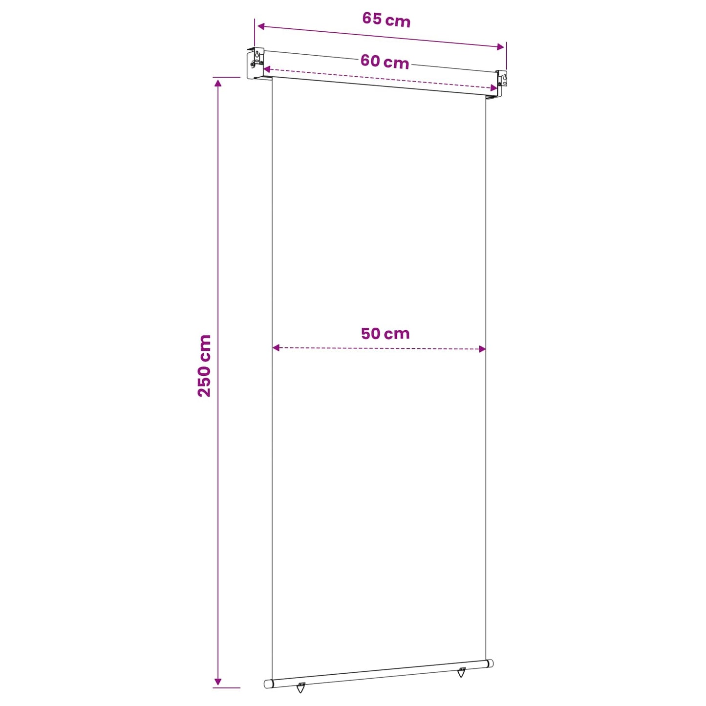 Balcony Side Awning 60 x 250 cm 100% polyester iron steel Taupe