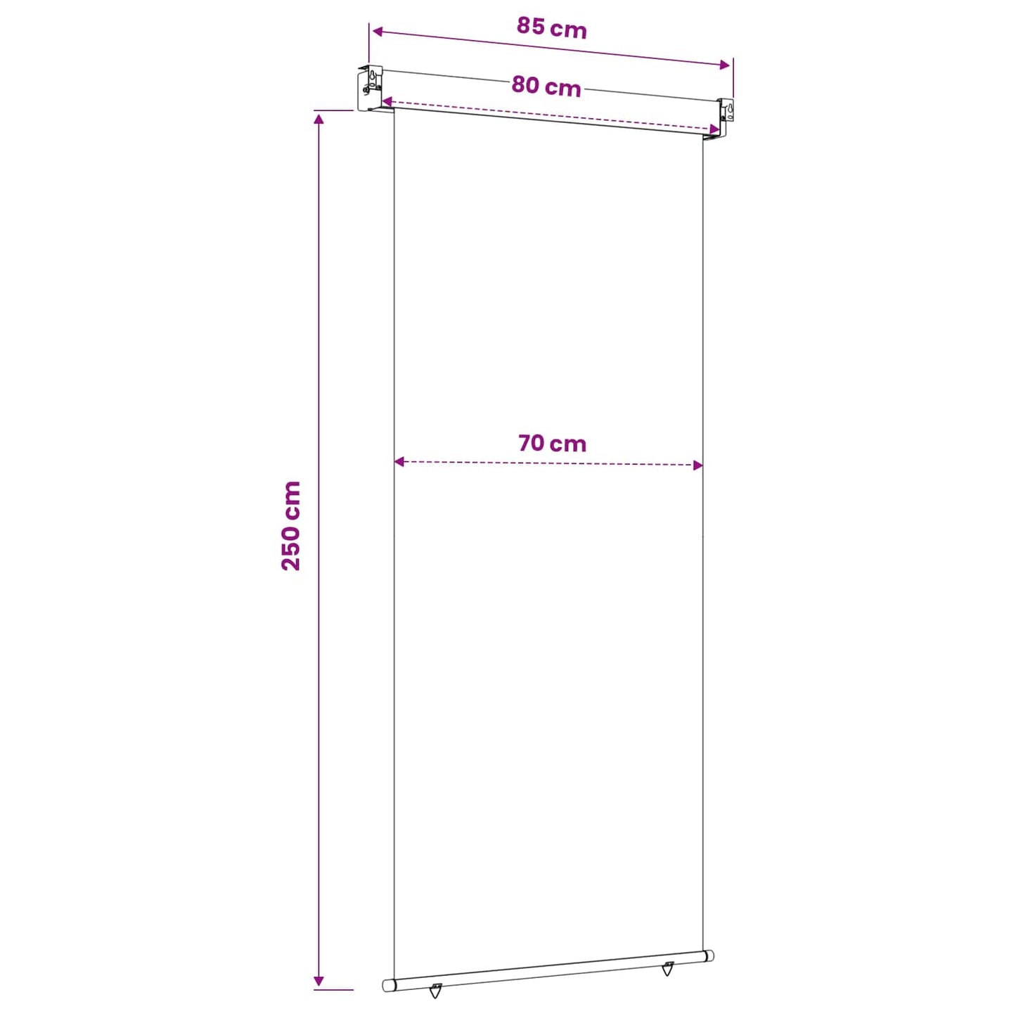 Balcony Side Awning 80 x 250 cm 100% polyester iron steel Taupe