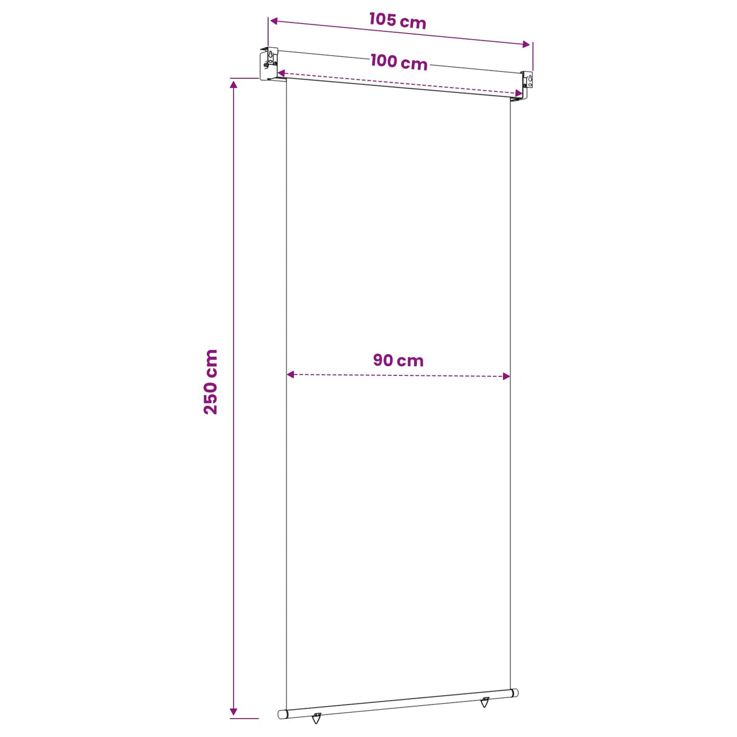 Balcony Side Awning 100 x 250 cm 100% polyester iron steel