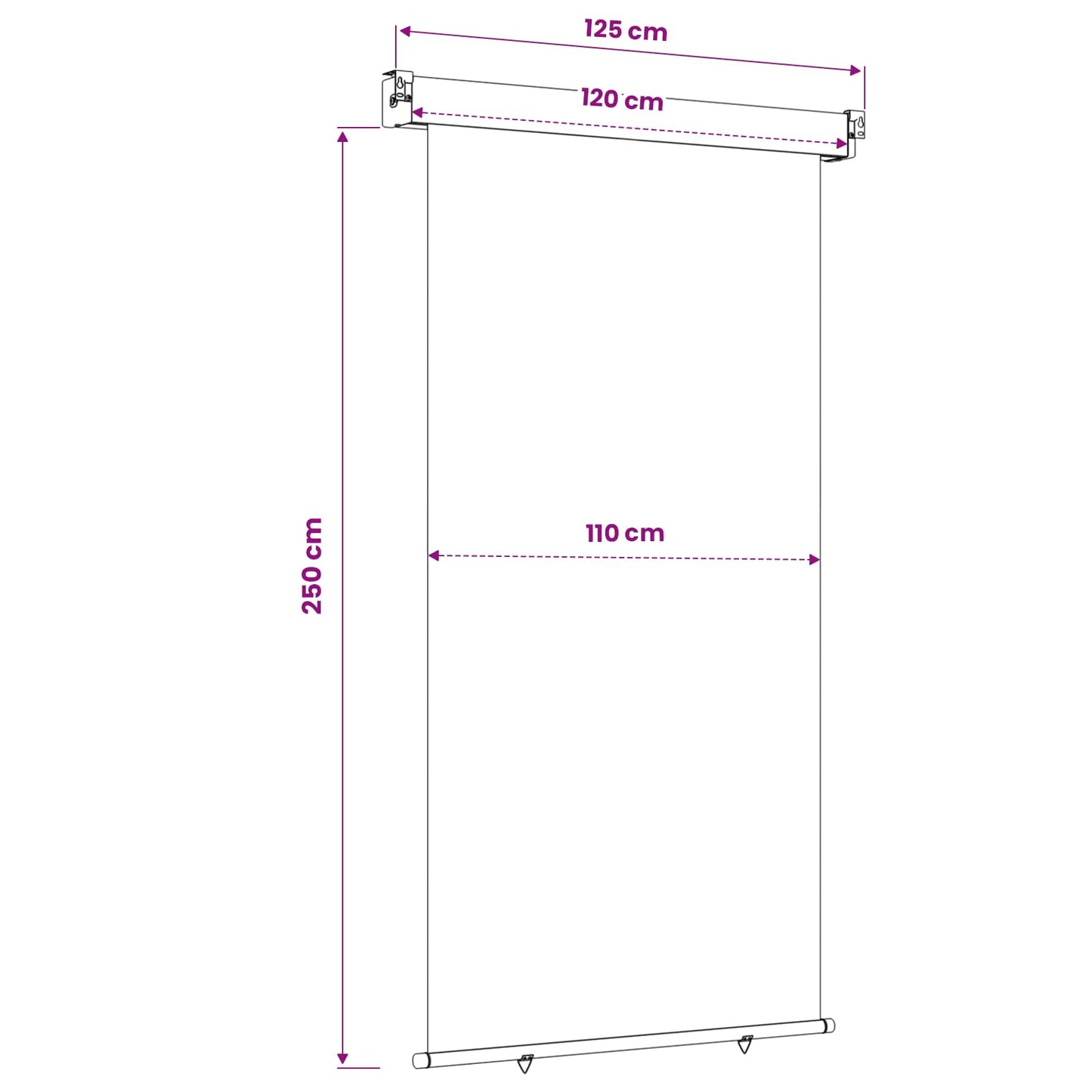 Balcony Side Awning 117 x 250 cm 100% polyester iron steel