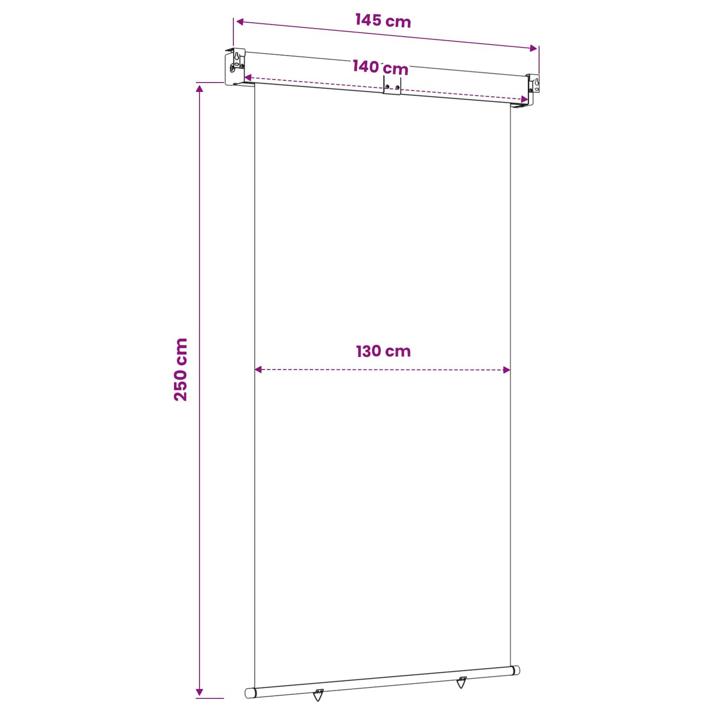 Balcony Side Awning 140 x 250 cm 100% polyester iron steel