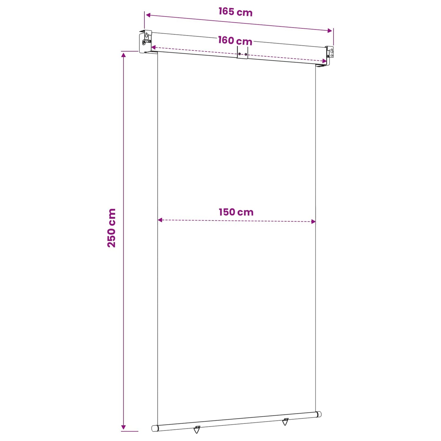 Balcony Side Awning 160 x 250 cm 100% polyester iron steel
