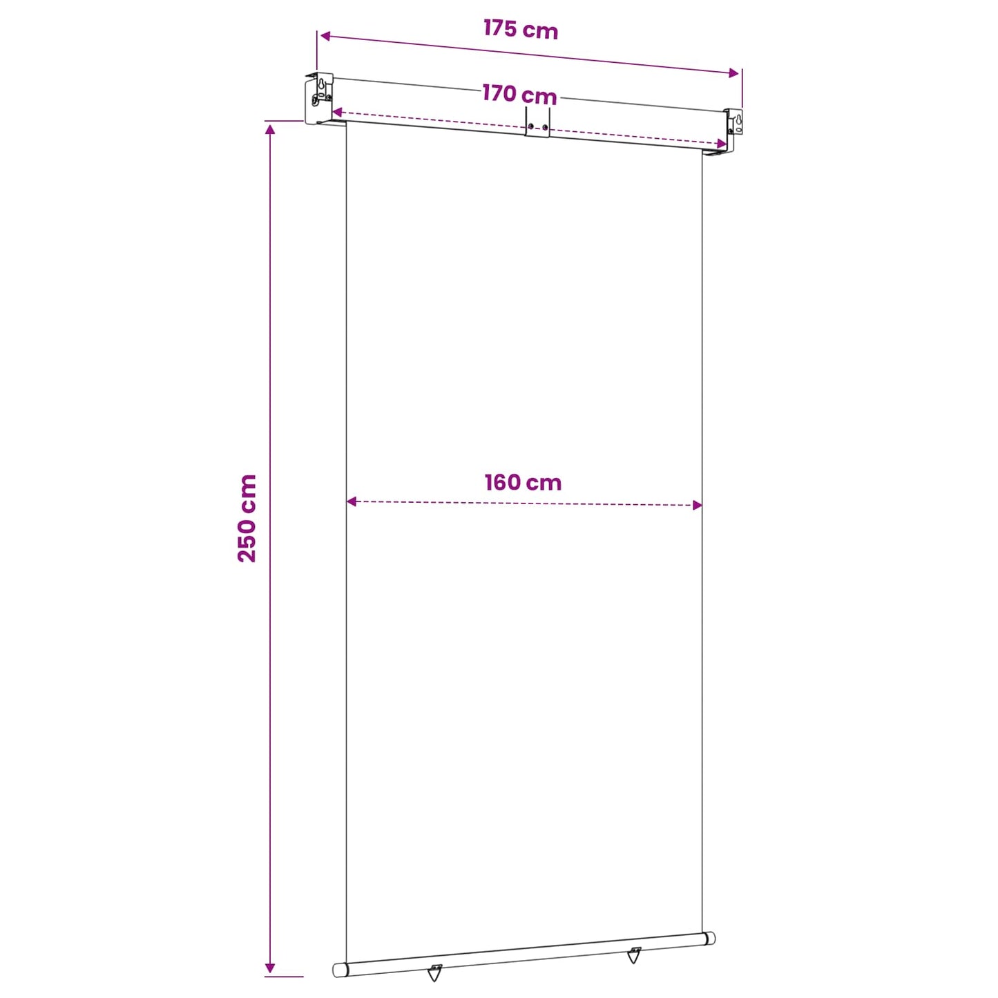 Balcony Side Awning 170 x 250 cm 100% polyester iron steel