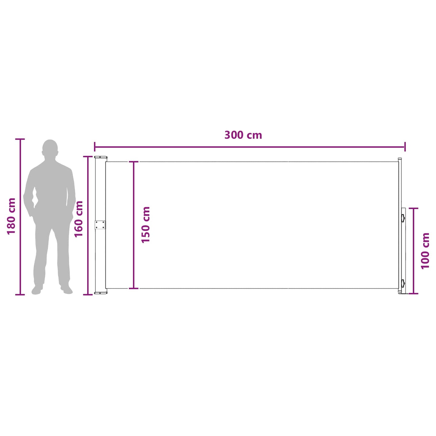 Retractable Side Awning Rectangular 160 x 300 cm