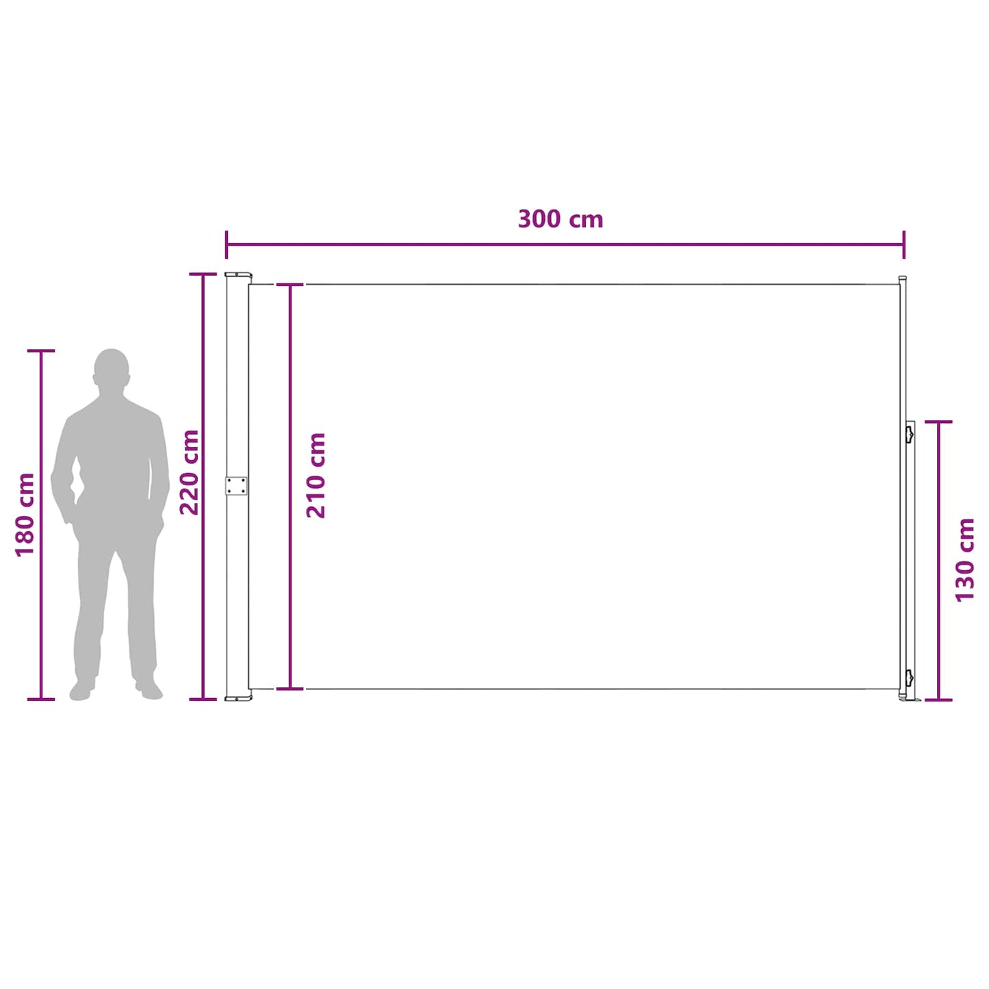 Retractable Side Awning Rectangular 220 x 300 cm Polyester