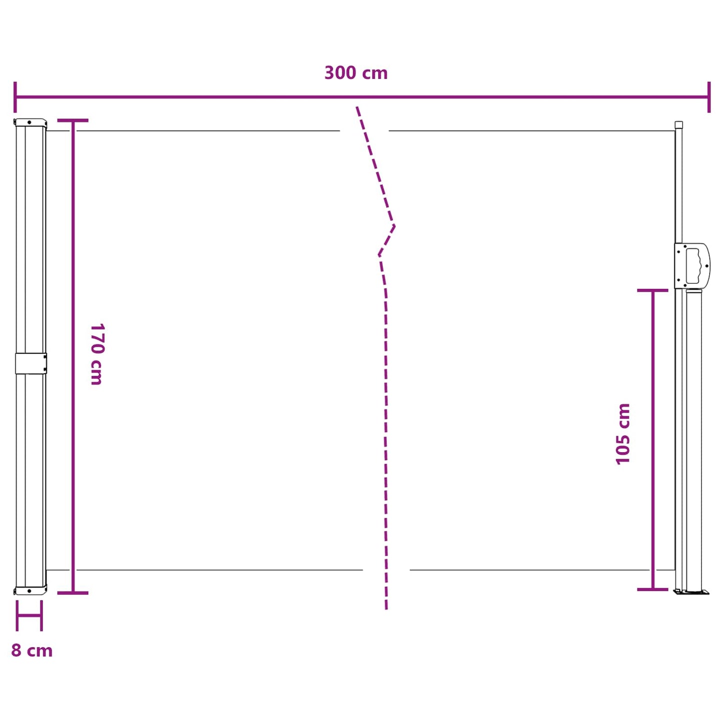 Retractable Side Awning 300 x 170 cm Polyester Rectangular Grey