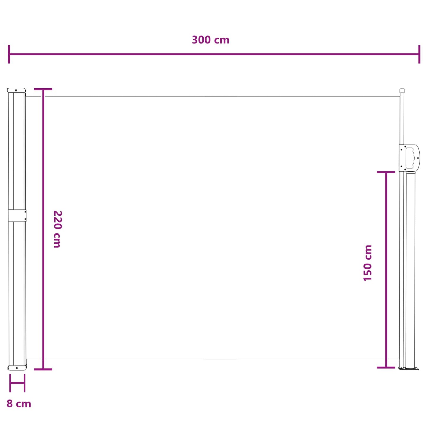 Retractable Side Awning 300 x 220 cm Polyester Rectangular Sand