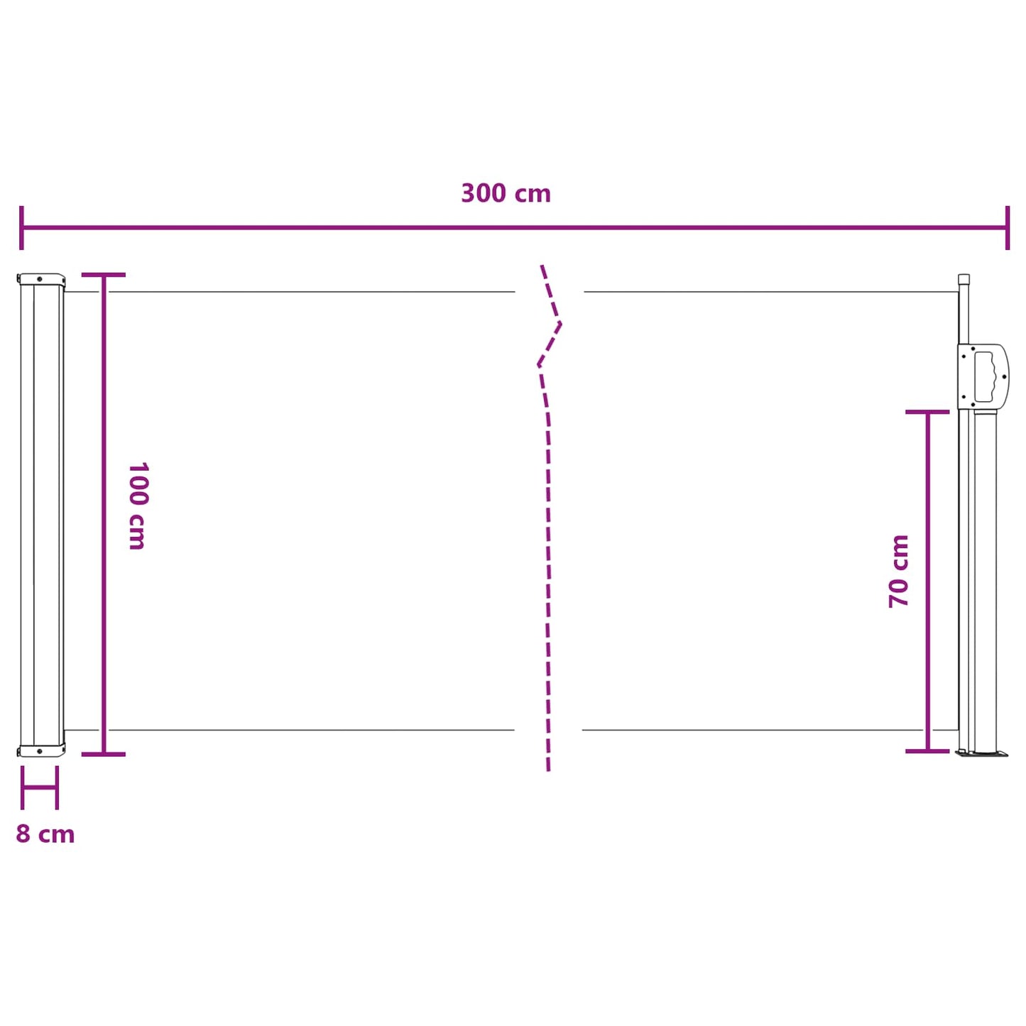 Retractable Side Awning 300 x 100 cm Polyester Rectangular
