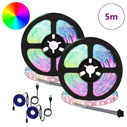 LED Strip 2 pcs Black and Transparent Copper and Plastic