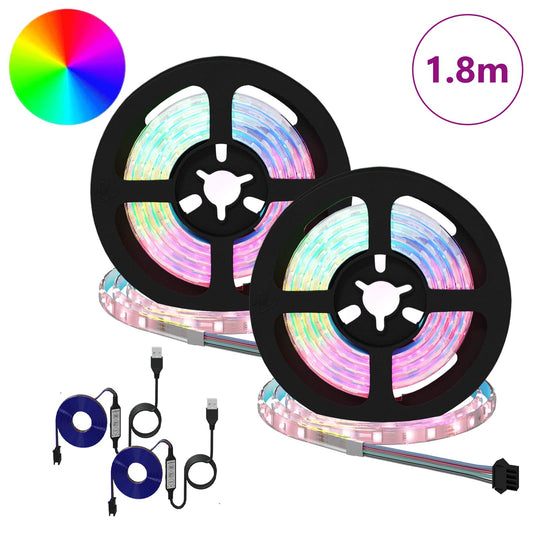 LED Strip 2 pcs Black and Transparent Copper and Plastic