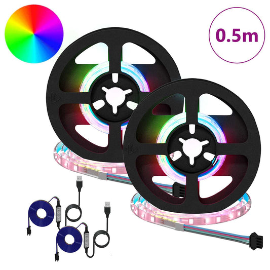 LED Strip 2 pcs Black and Transparent Copper and Plastic