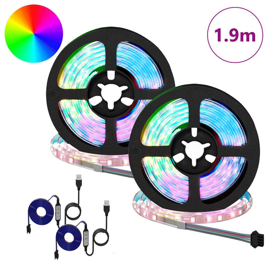 LED Strip 2 pcs Black and Transparent Copper and Plastic