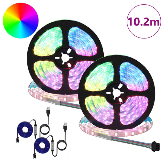 LED Strip 2 pcs Black and Transparent Copper and Plastic