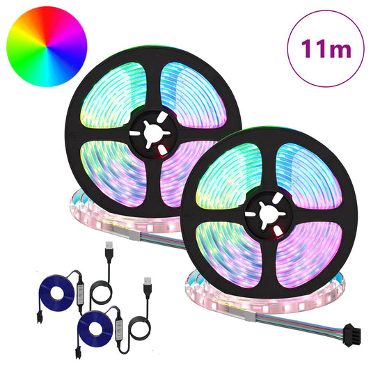 LED Strip 2 pcs Black and Transparent Copper and Plastic