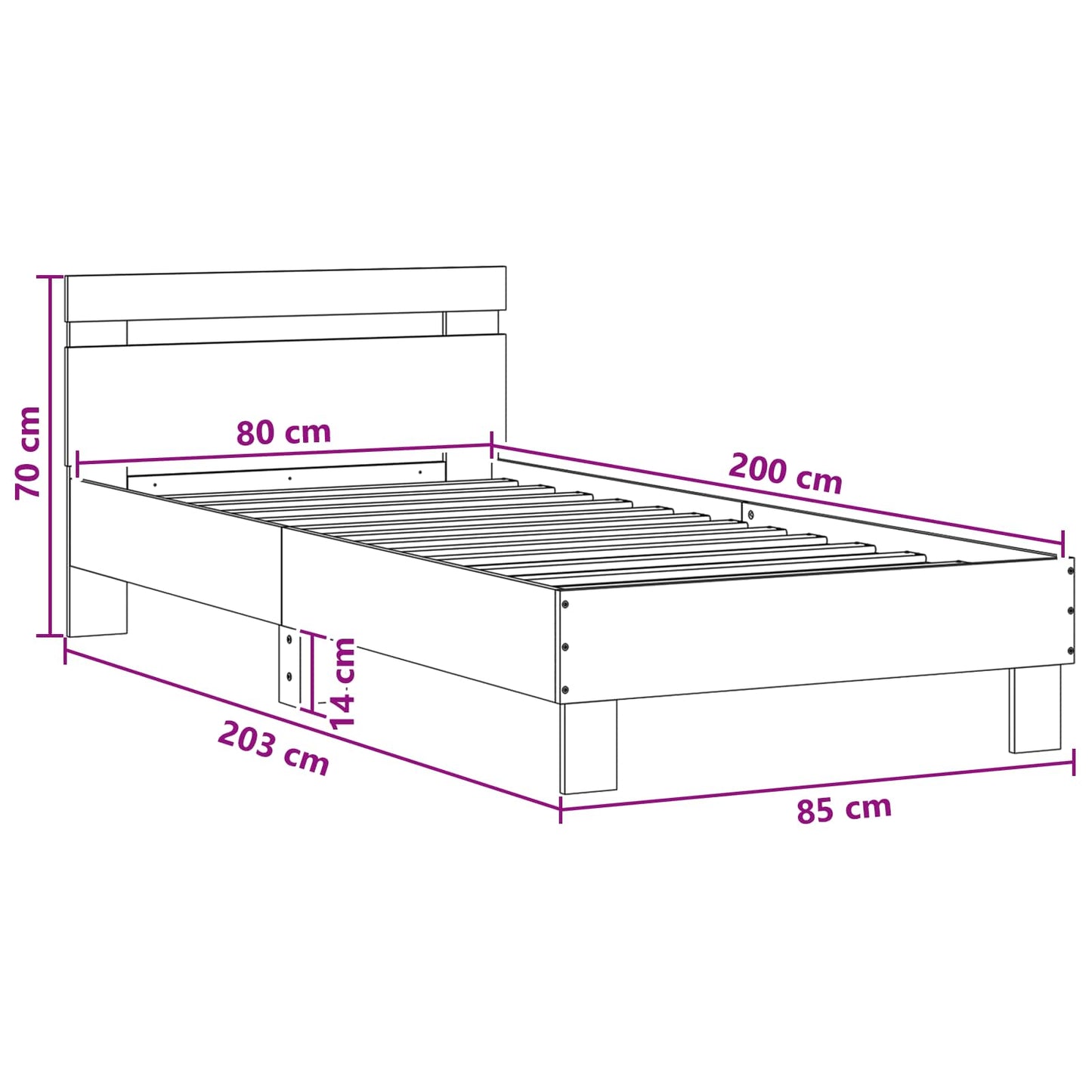 Bed Frame with LED Strip Lights White Engineered Wood