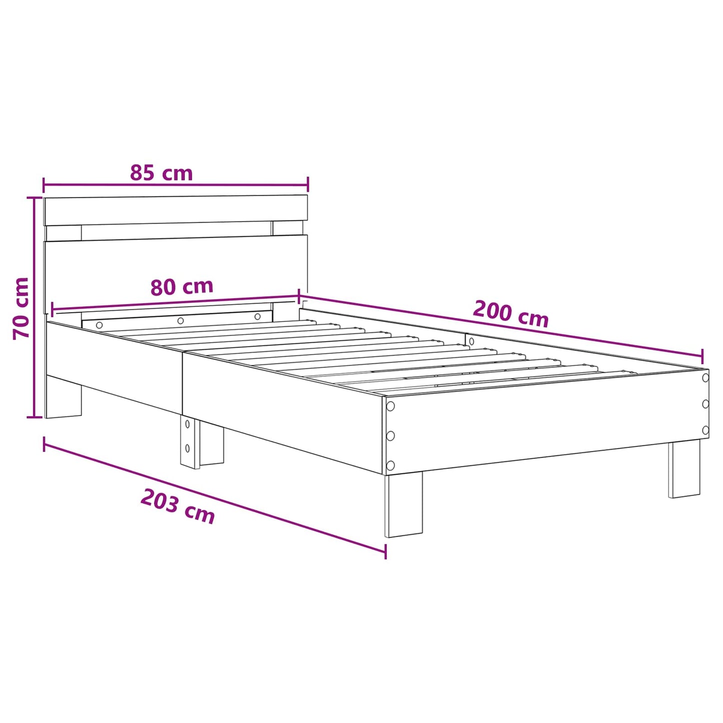 Bed Frame Grey Sonoma Engineered Wood