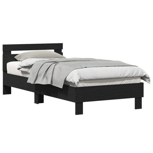 Bed Frame Black Oak Engineered Wood