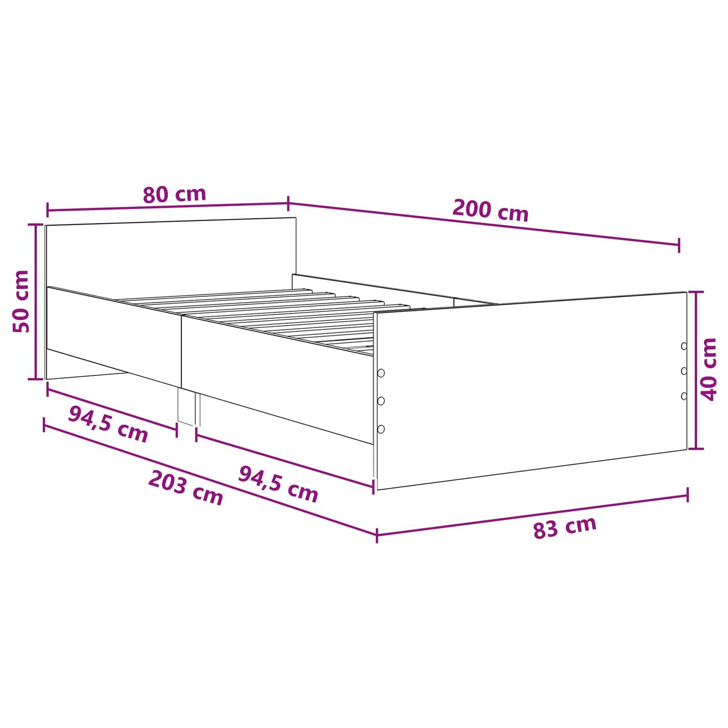 Bed Frame with Headboard Artisan Oak Engineered Wood
