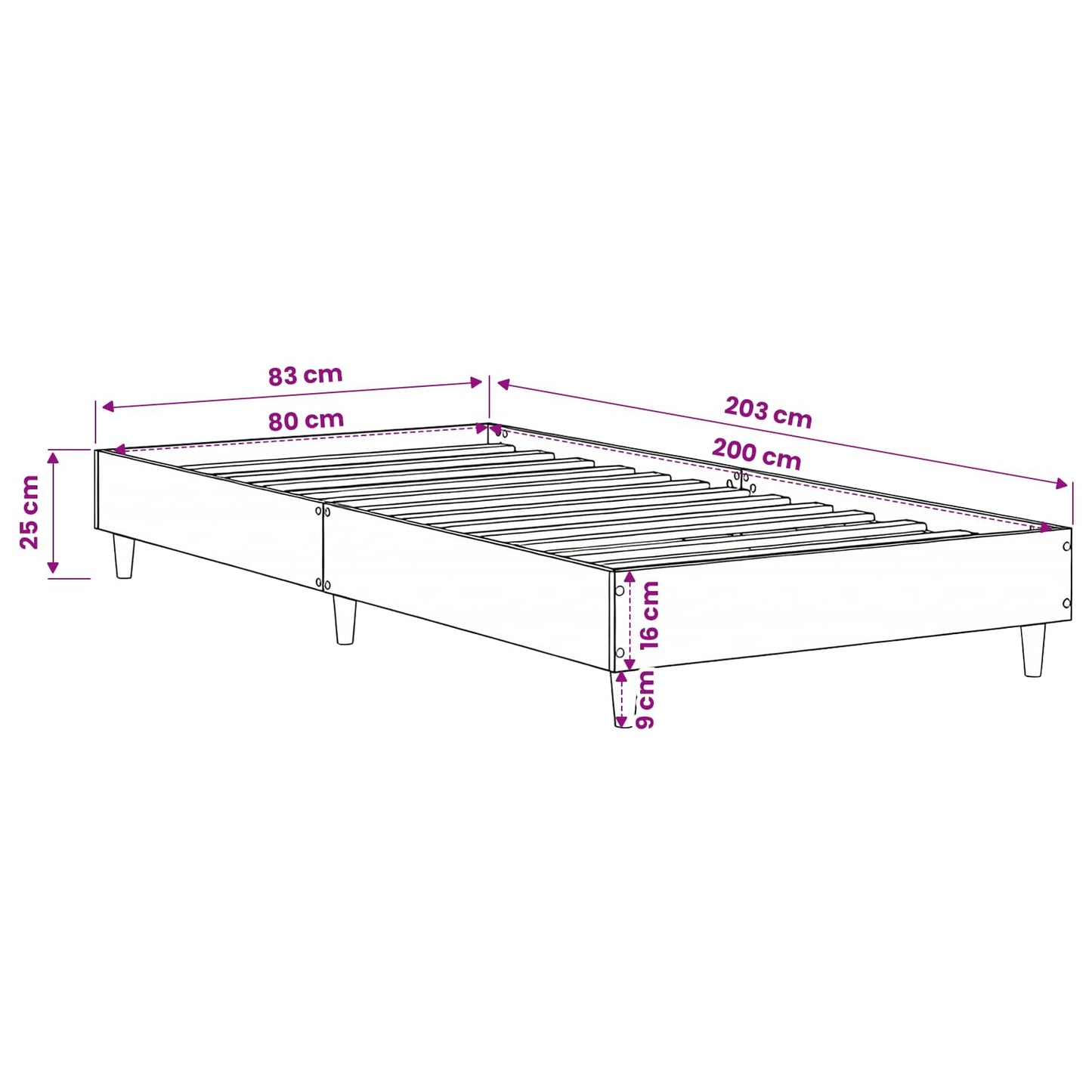 Bed Frame Artisian Oak Engineered Wood