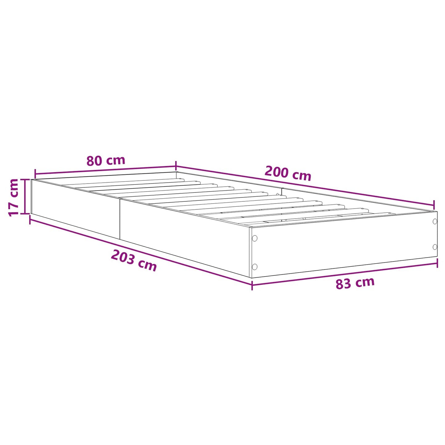 Floor Bed Frame White 80 x 200 cm Engineered Wood