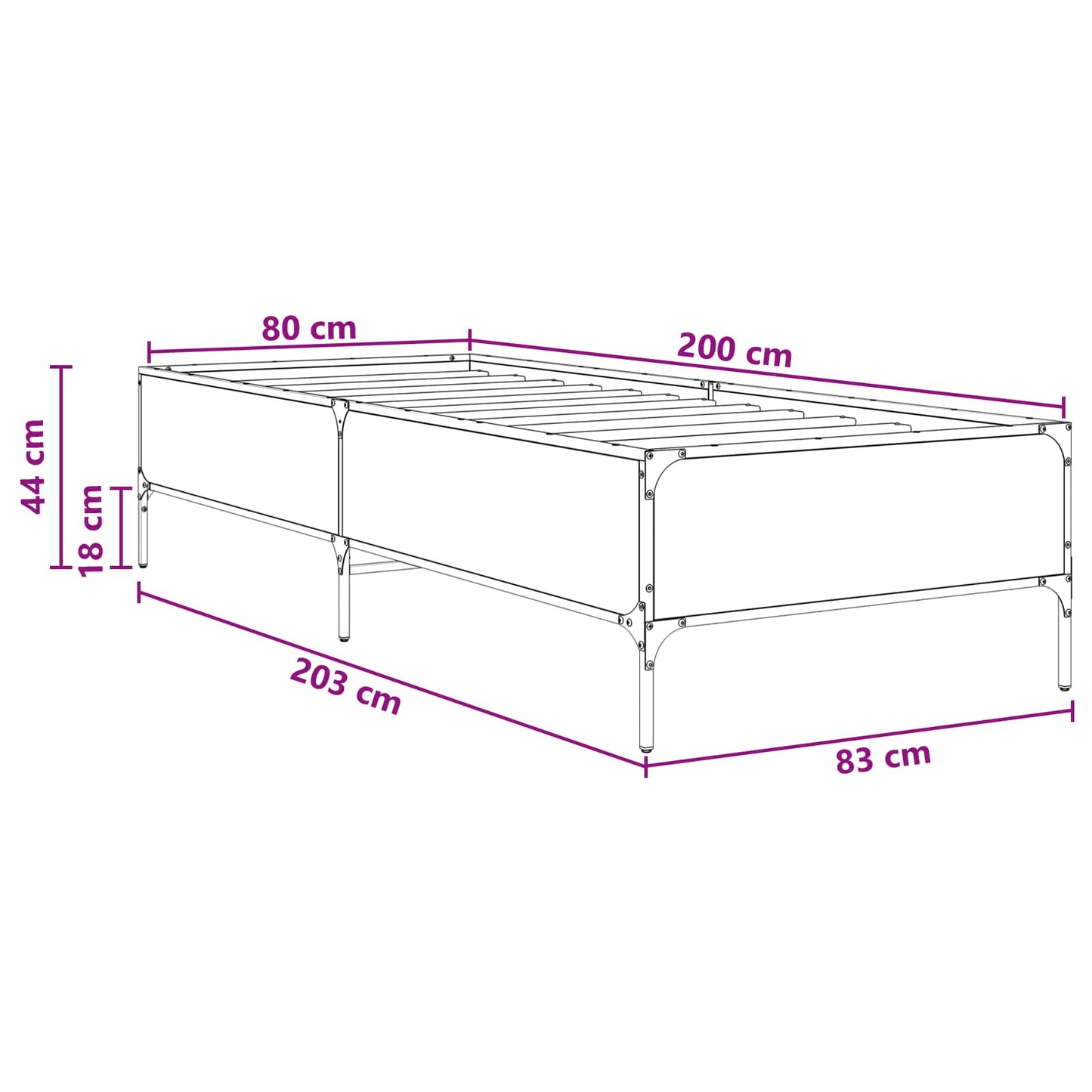 Bed Frame Sonoma Oak 80 x 200 cm Engineered Wood