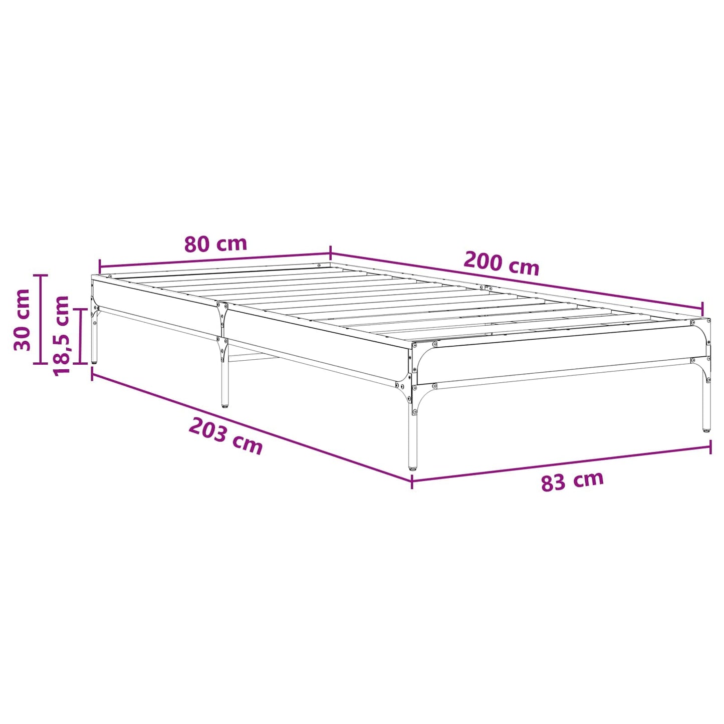 Bed Frame Old Wood 80 x 200 cm Engineered Wood