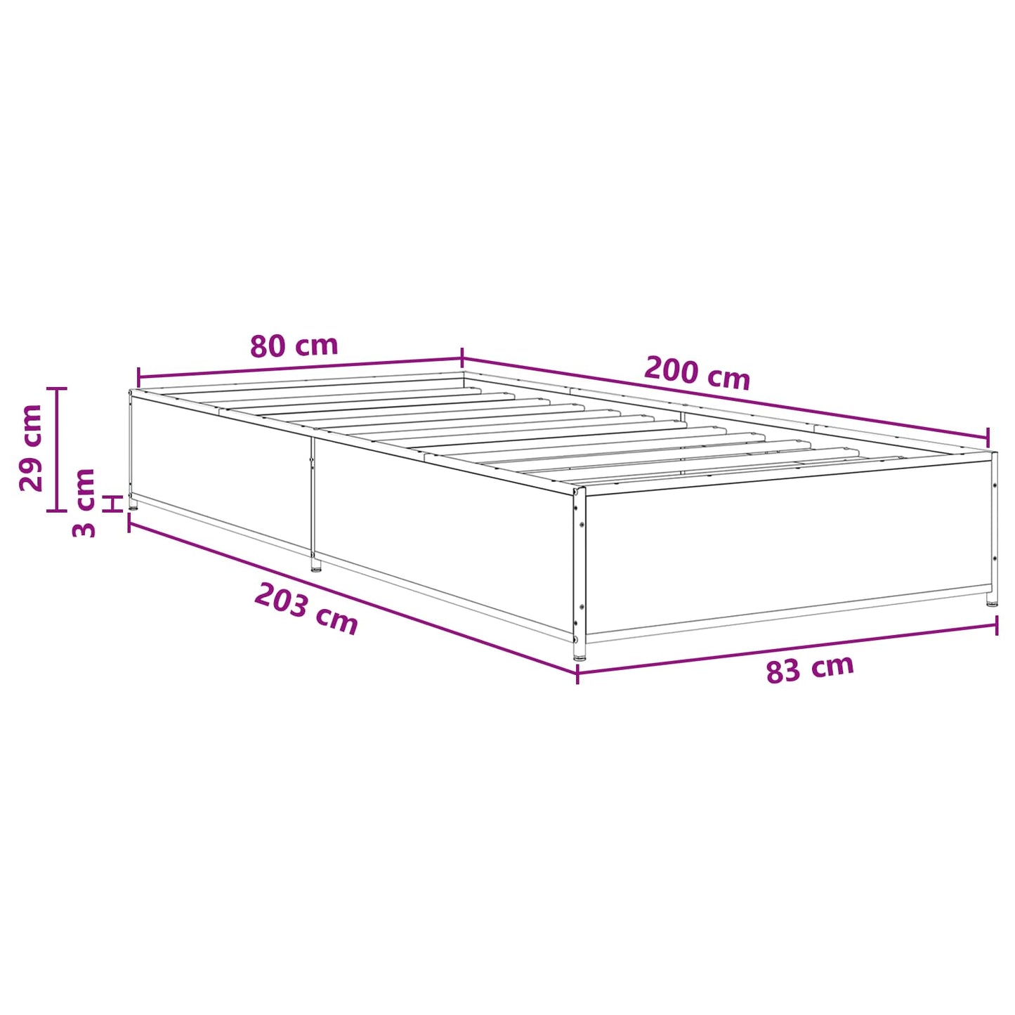 Bed Frame Smoked Oak 80 x 200 cm Engineered Wood