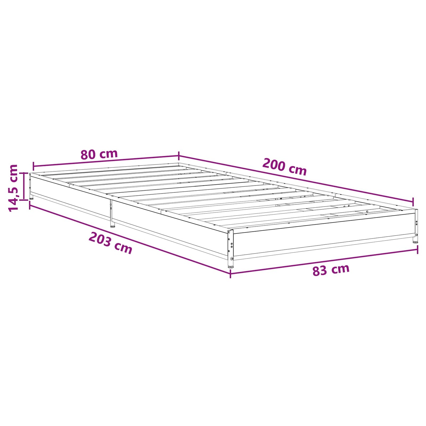 Bed Frame Old Wood 80 x 200 cm Engineered Wood