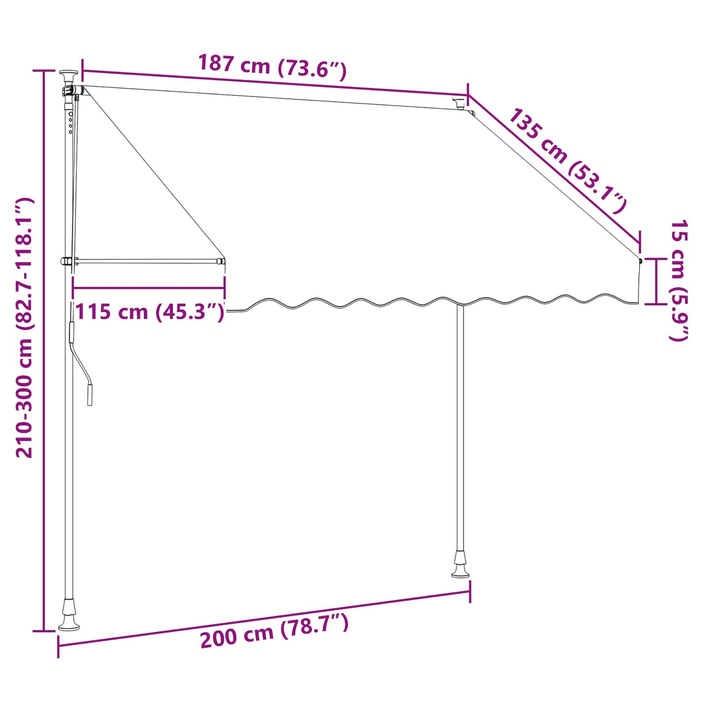 Manual Retractable Awning Black 200 cm