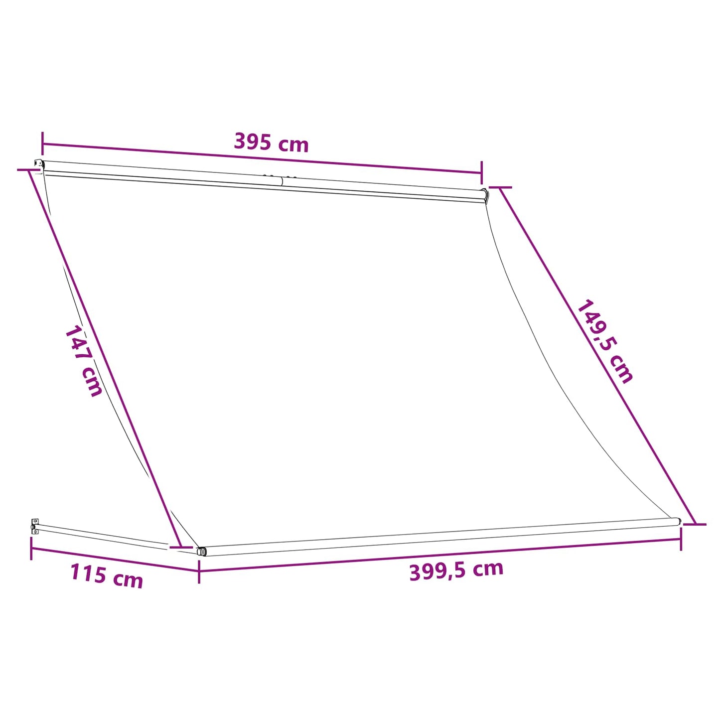 Awning Light Grey 400 x 150 cm