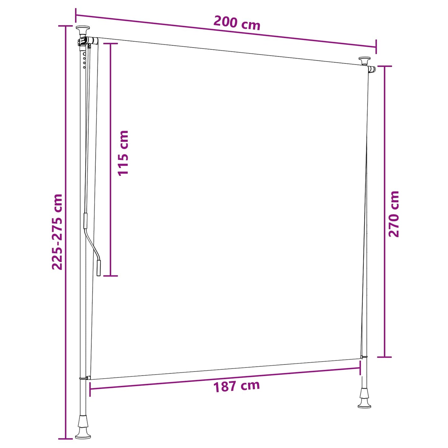 Outdoor Roller Blind Brown 150 x 270 cm